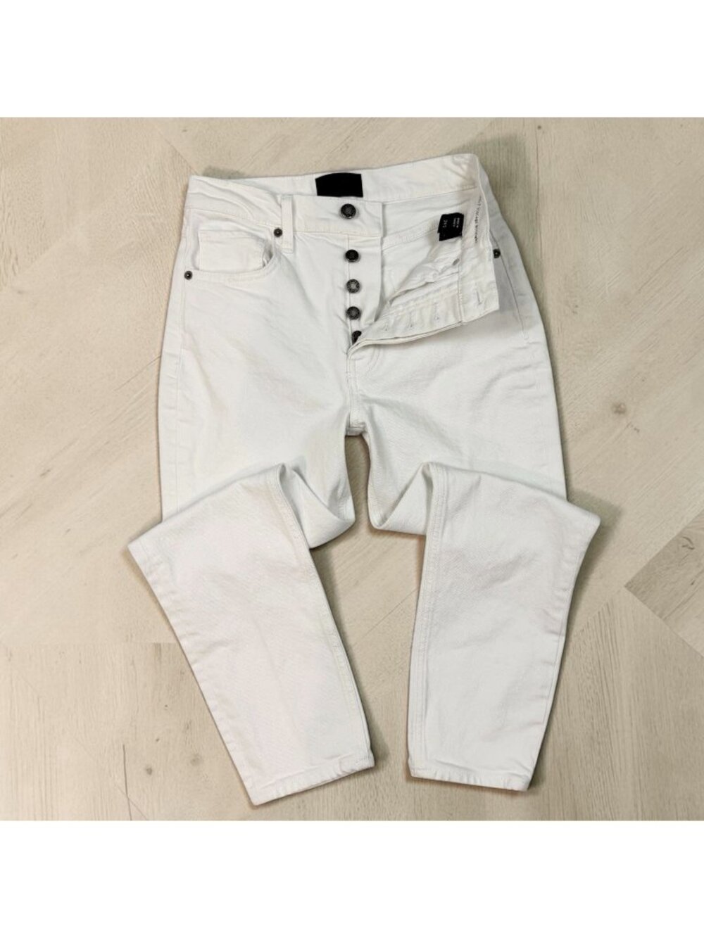 DSTLD Abslt Vintage Straight Jeans Size 24 Waist Short Denim Button Fly Ankle